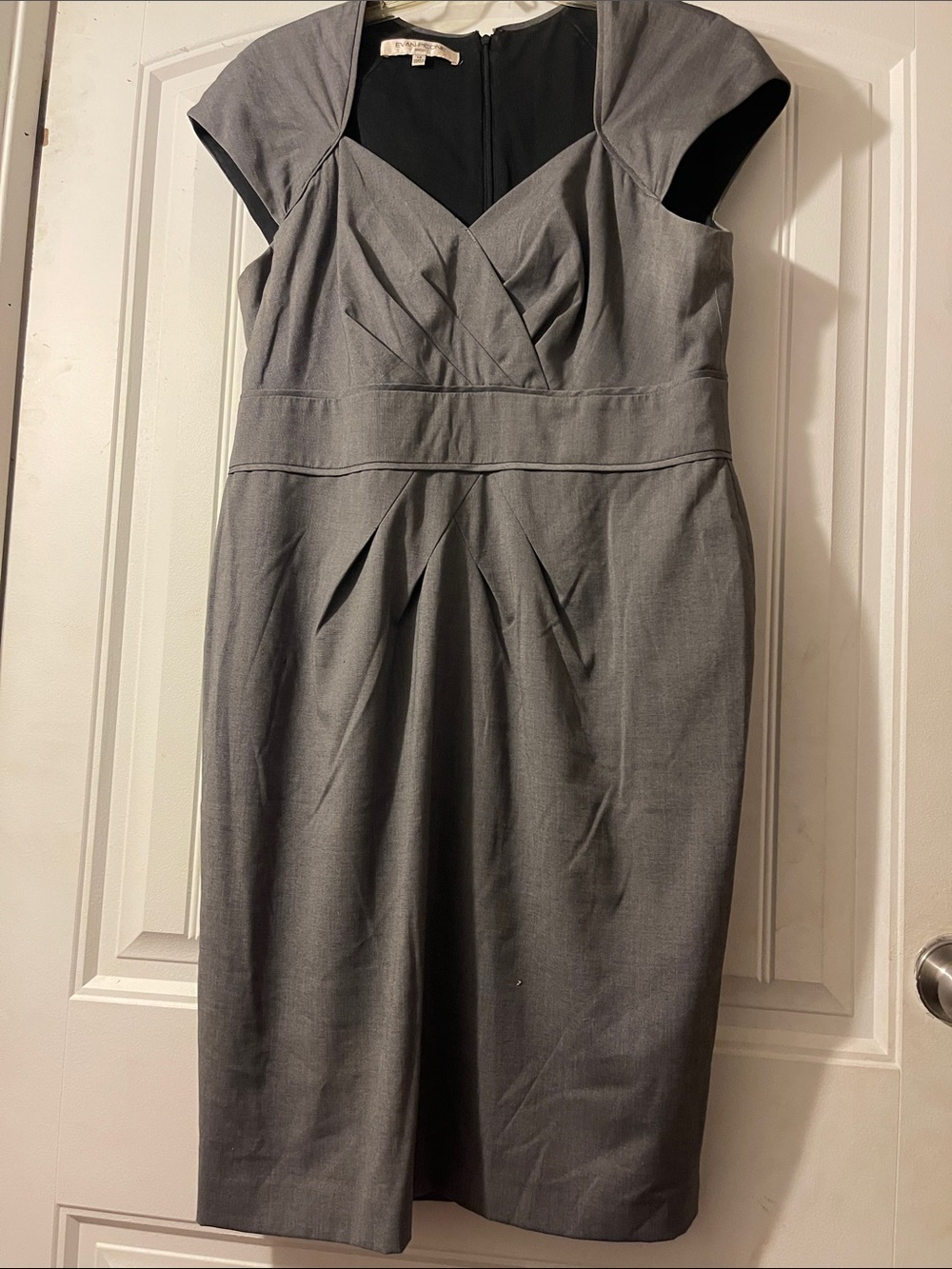 Evan Picone Grey Cap-Sleeve Midi Dress